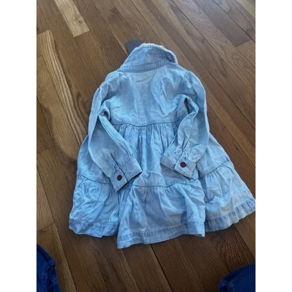 Matilda Jane Heart to Heart Walk the Line Girls' Chambray Tiered Dress Sz 2  NWT